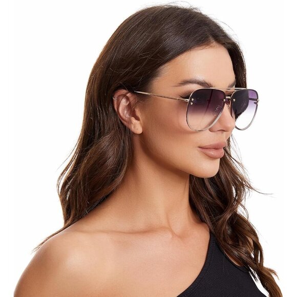 Oversized Aviator Sunglasses Women UV400 Gradient Smoke 65mm main image 4